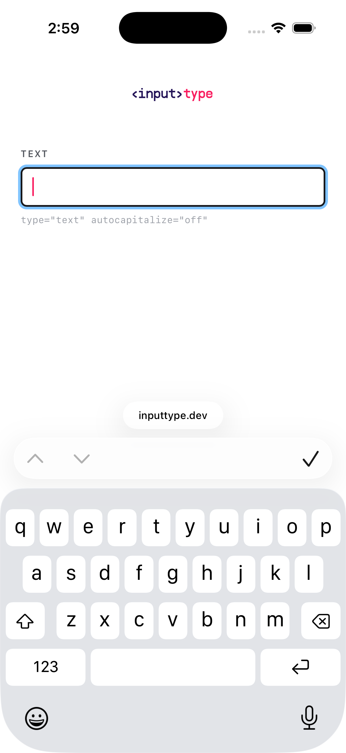 iOS screen for autocapitalize="off" — whole frame, uncropped